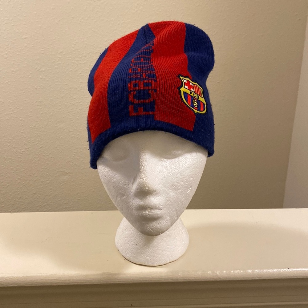 FCBarcelona beanie cap, red and blue